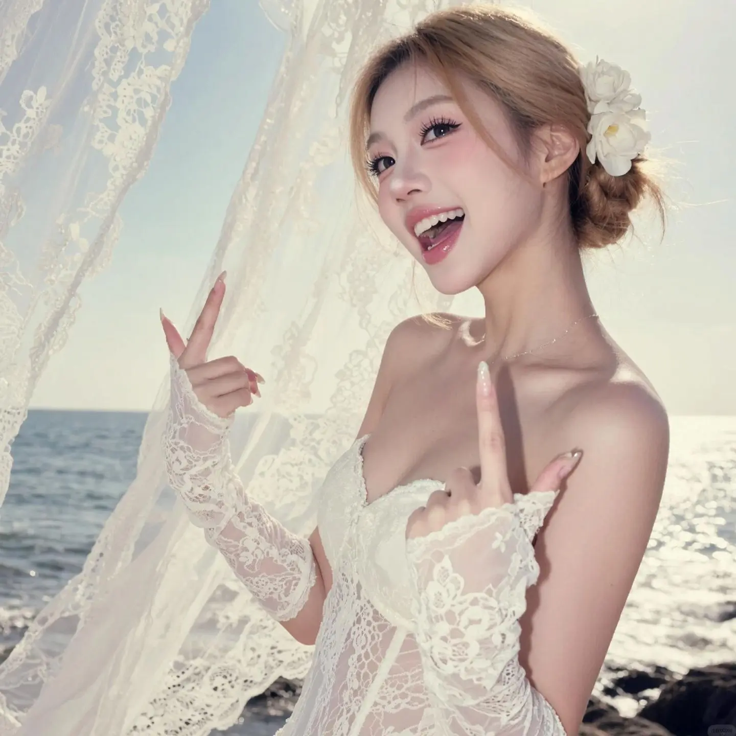 AI海畔婚纱写真 ai创作
