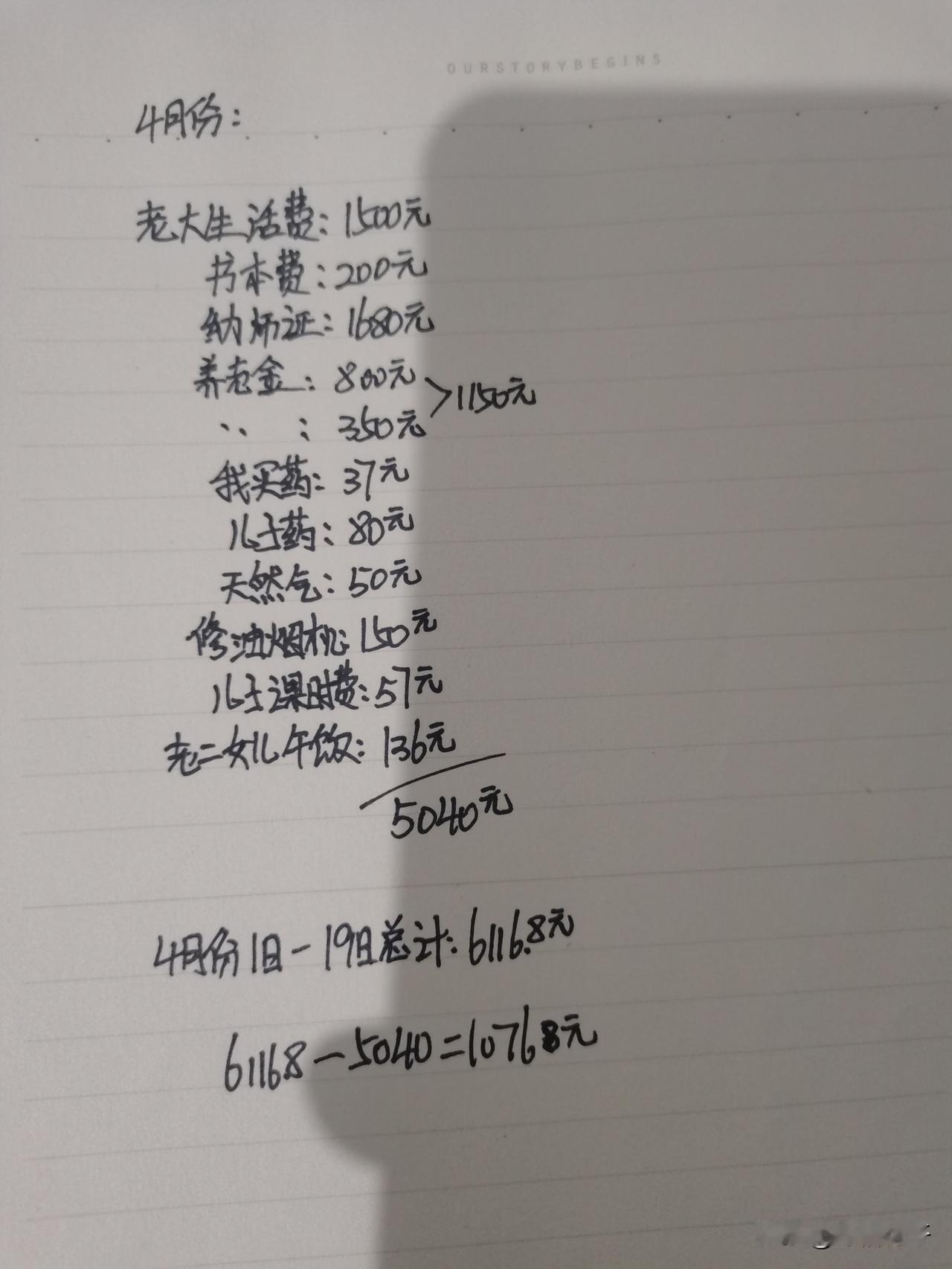 钱钱钱
每天都谈钱
因为生活每天都离不开钱
离开钱，活不了

4月份截止到今天1