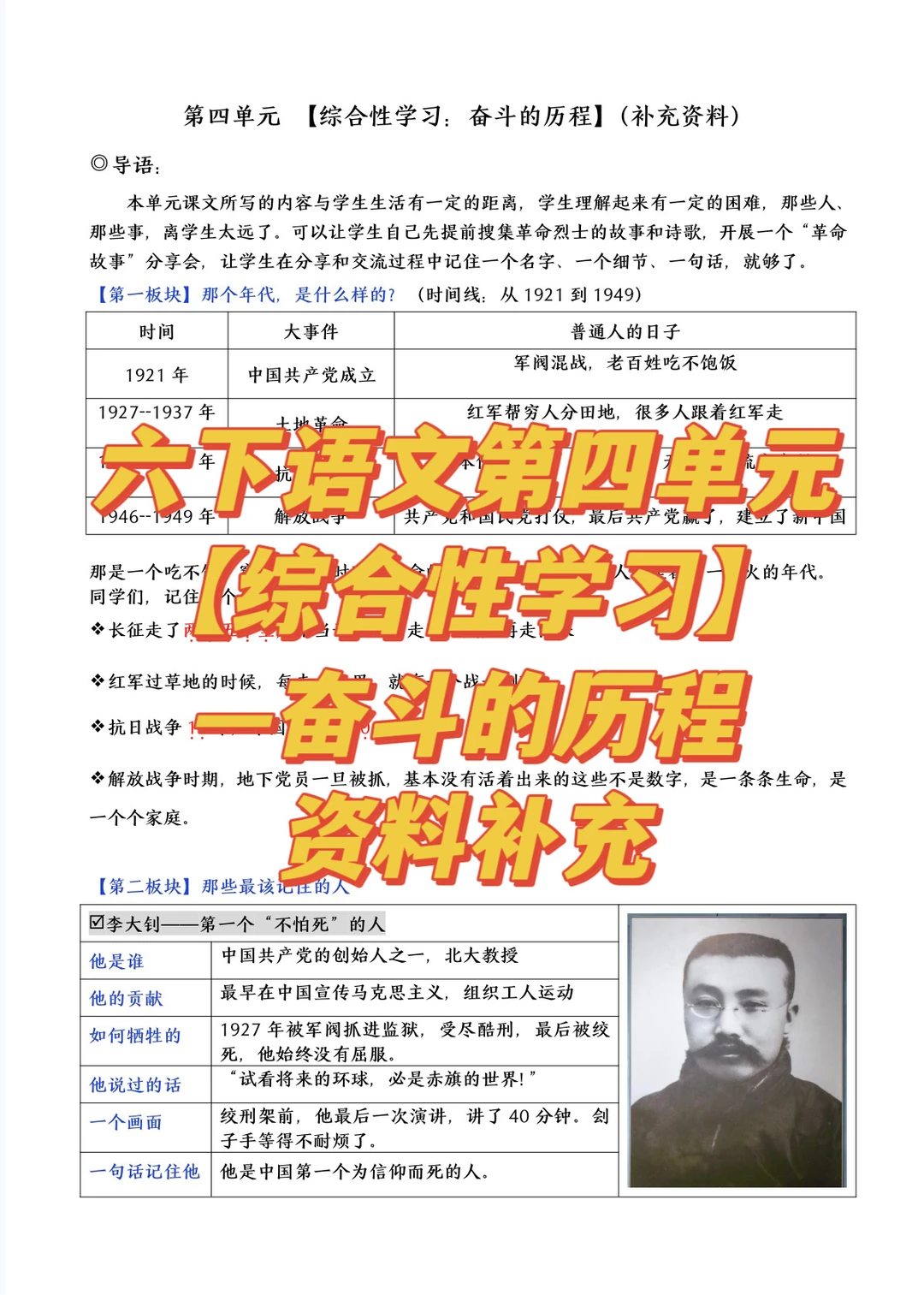 六下语文｜第四单元【综合学习】资料补充