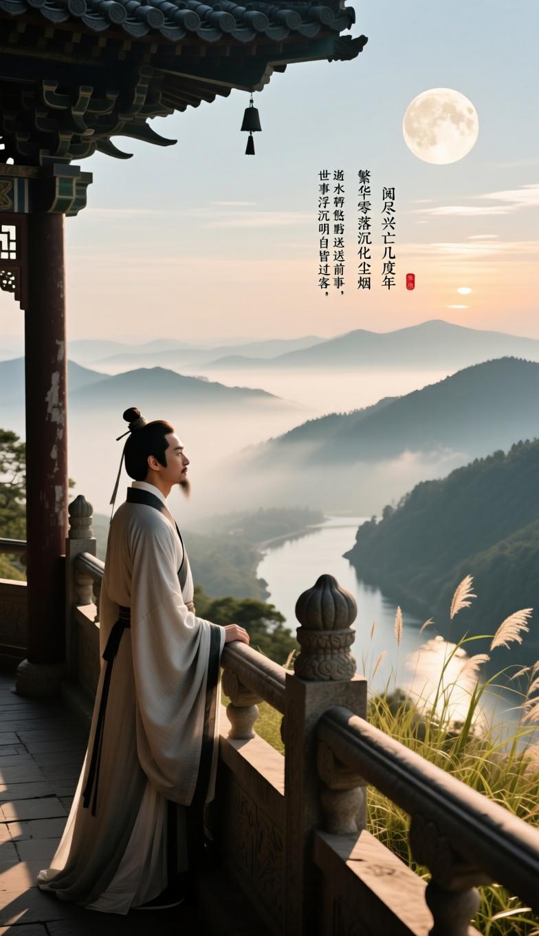 登高望远，回望千古浮沉。
是非成败转头成空，唯有山河万古长存。
闲作怀古一首，寄