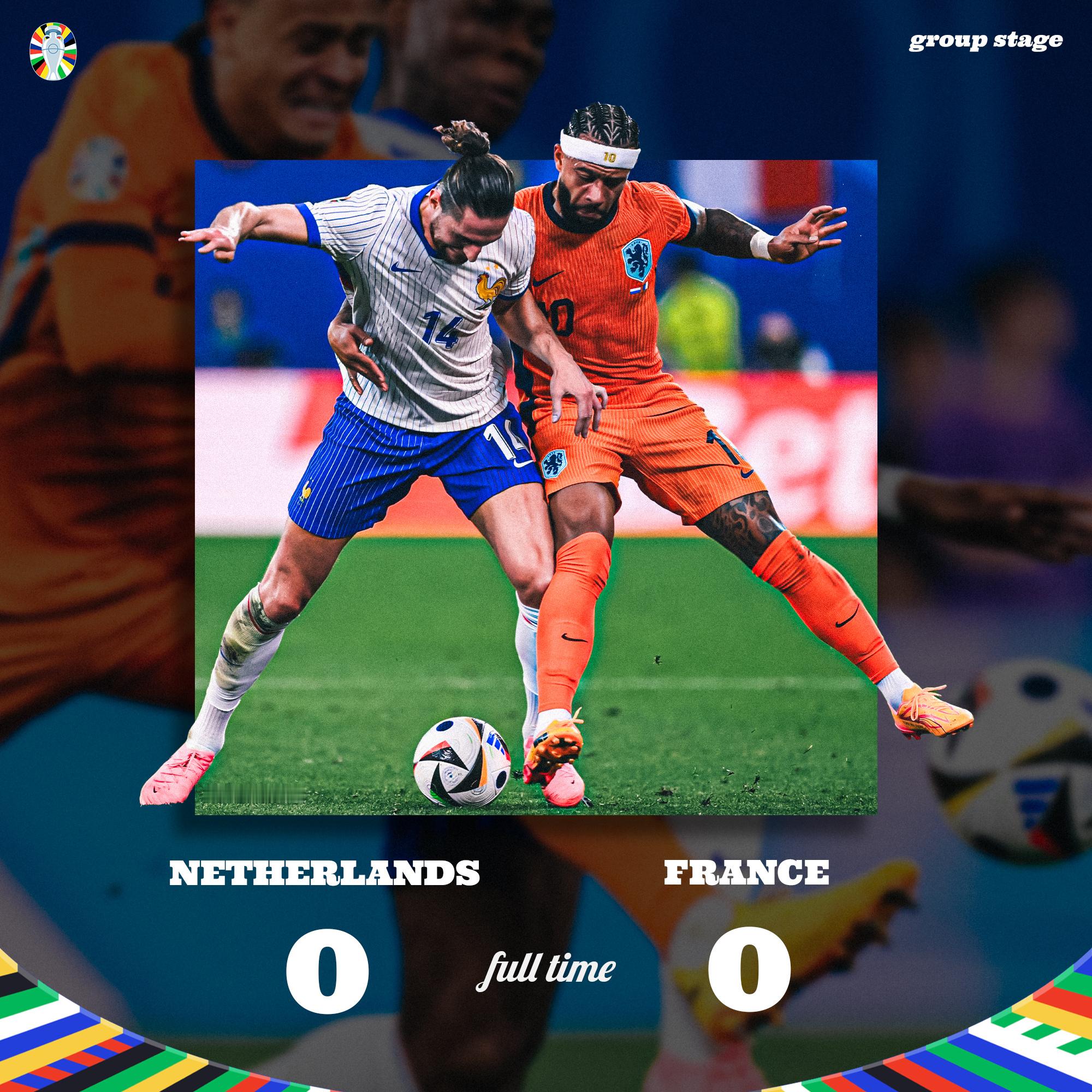 FT | 荷兰 0-0 法国🇳🇱🇫🇷#荷兰0比0法国##欧洲杯# ​​​