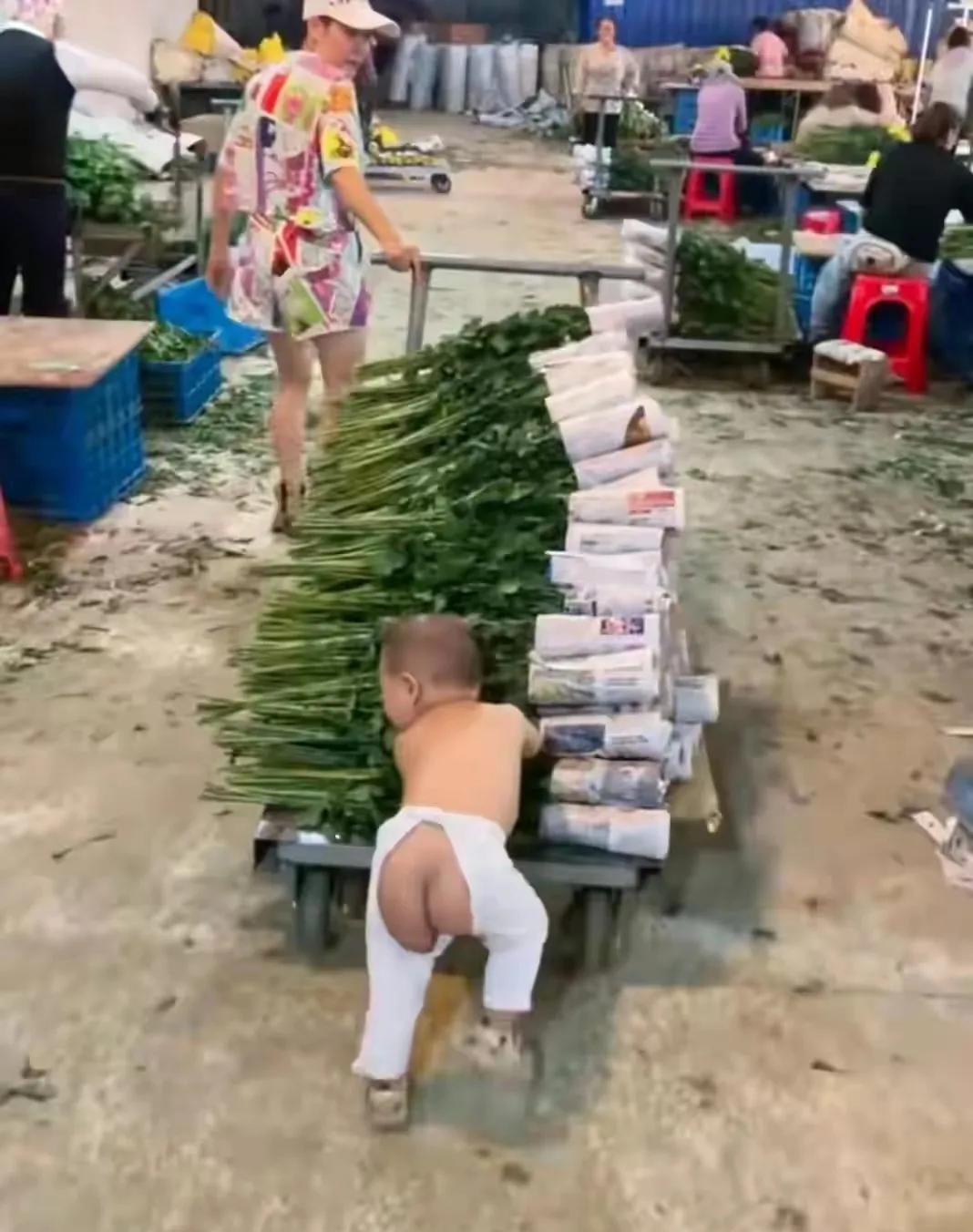 国庆节的时候，广东粤北区在物流公司上班的宝妈，带着两三岁的儿子去上班，儿子看见妈