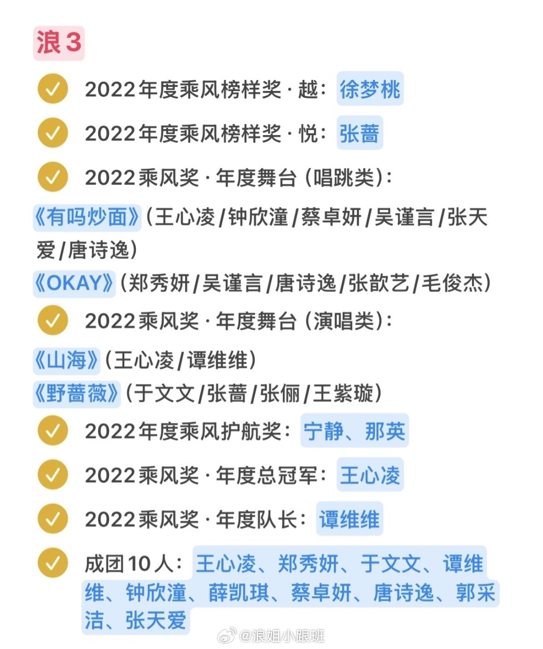 浪姐系列已参赛223位姐姐，成团69位✔浪姐小跟班 cr🍠咸鱼中二魂 