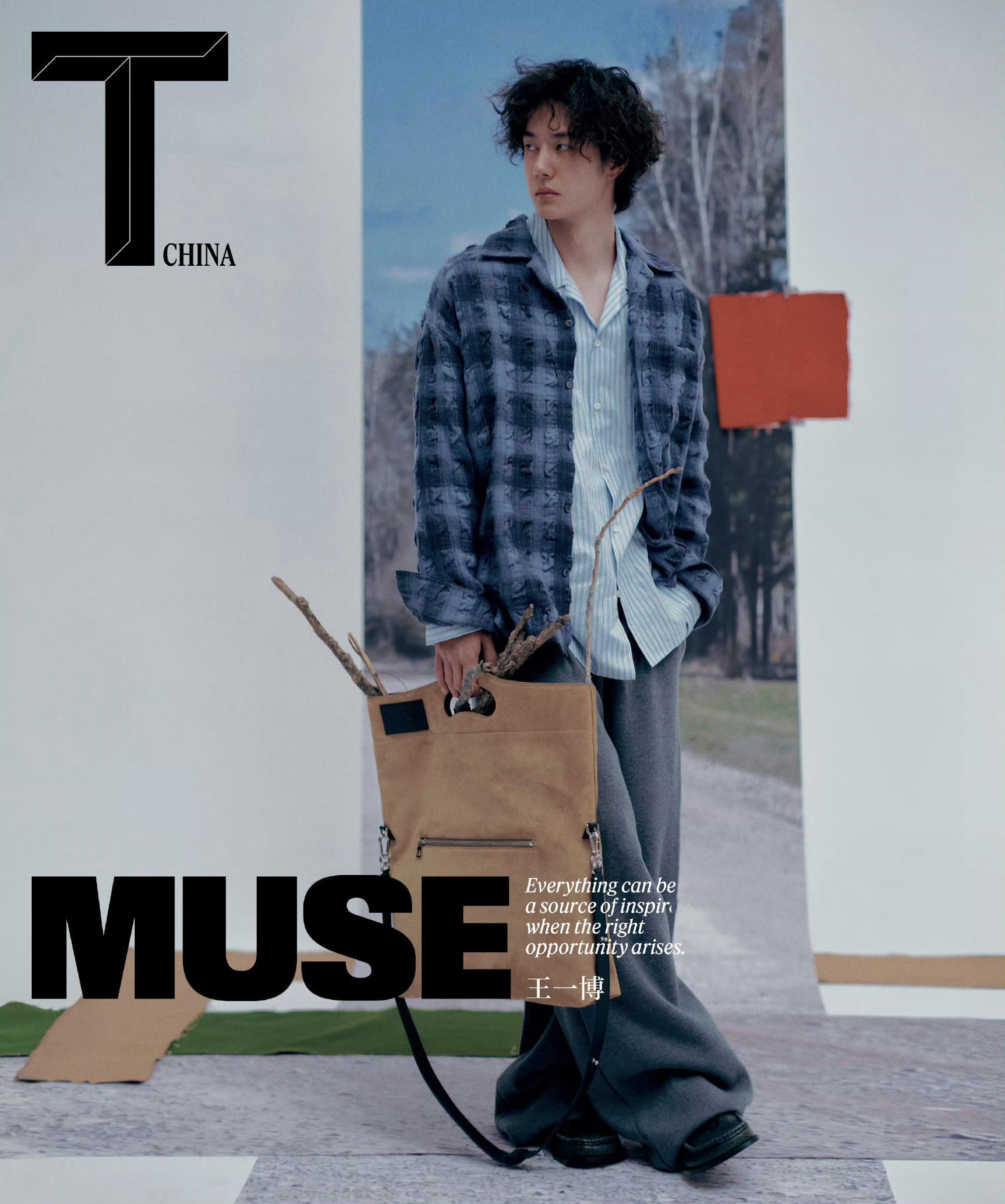 王一博  x  T锦绣十二月刊，迎来演员王一博登封十二闭年刊，身穿LOEWE新季