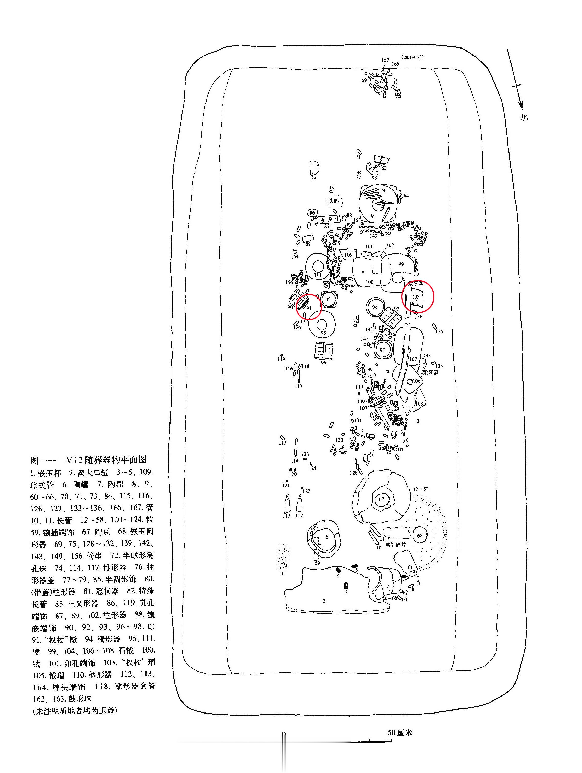 #物质文化资料# “权杖”的瑁与镦（M12:103）通高5.72、宽8.4、最厚