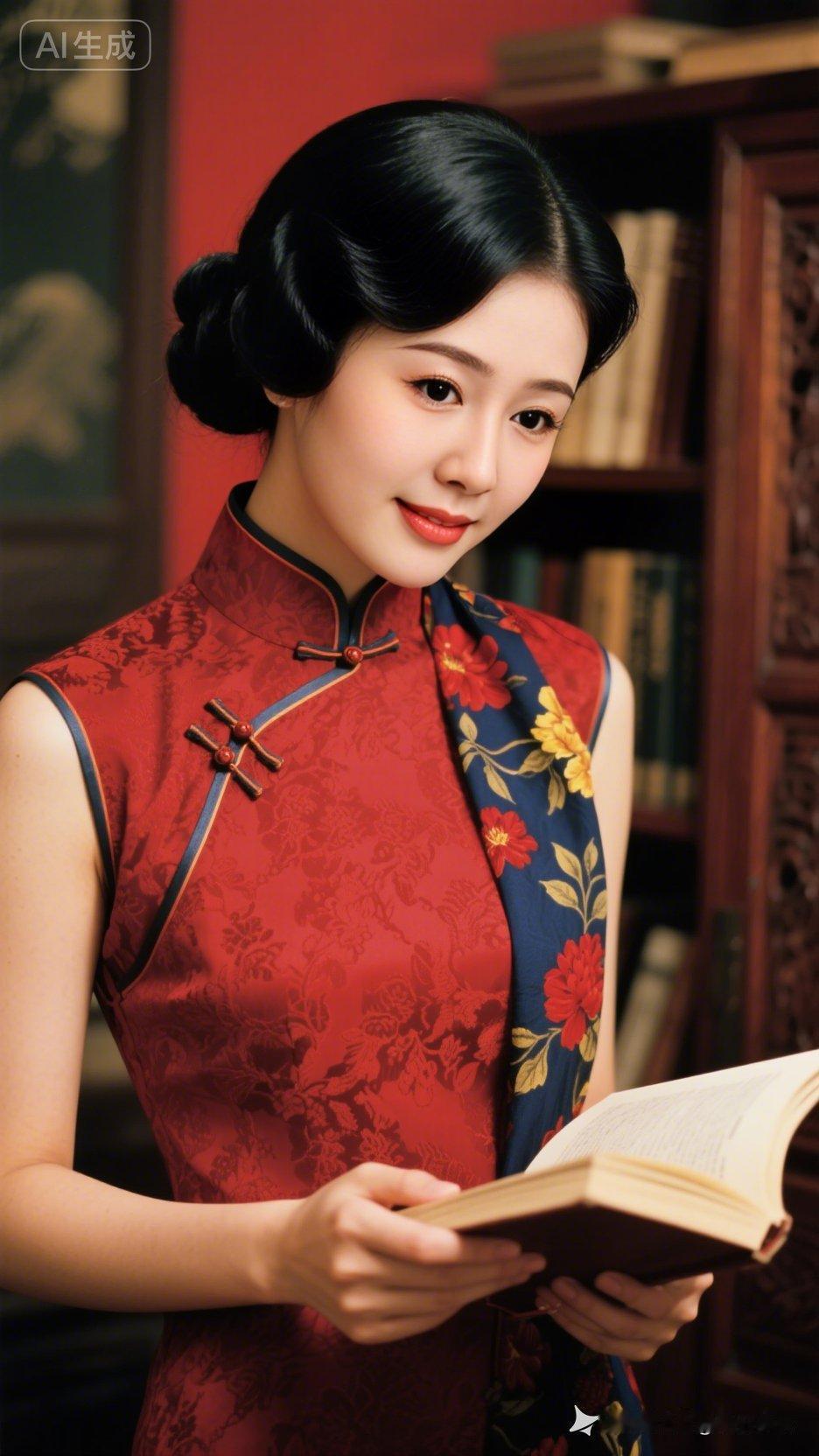 复古旗袍美人，静享书香时光！