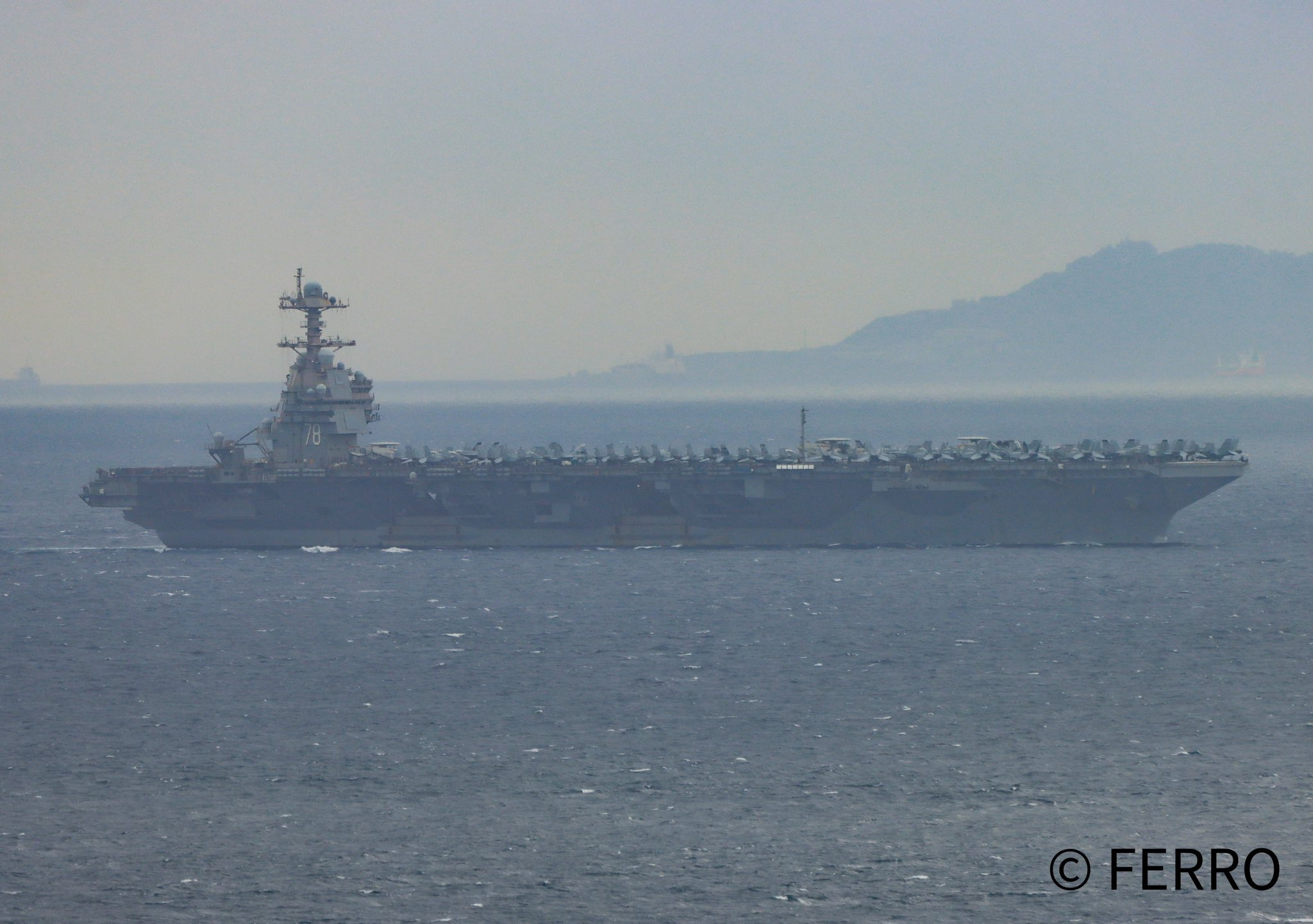 🔻USS CVN-78 福特号航母打击群通过直布罗陀海峡，从地中海进入大西洋。