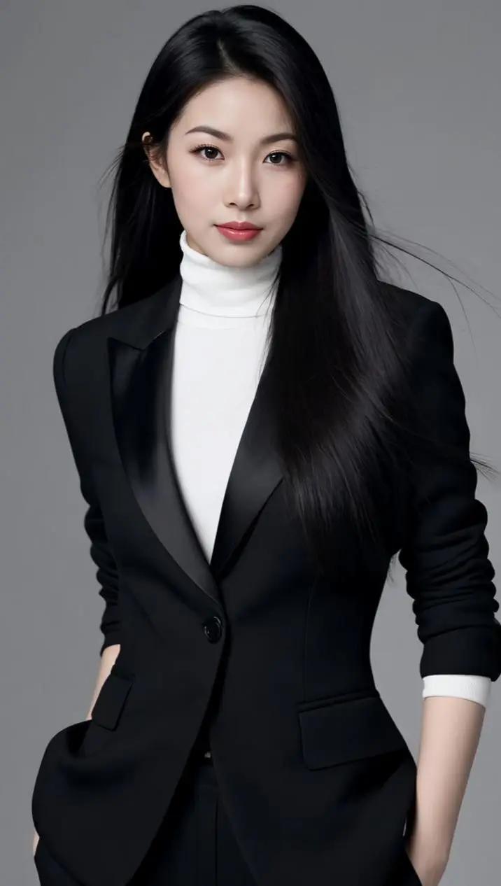 优雅黑西服，自信满满，职场女性魅力十足！💼✨