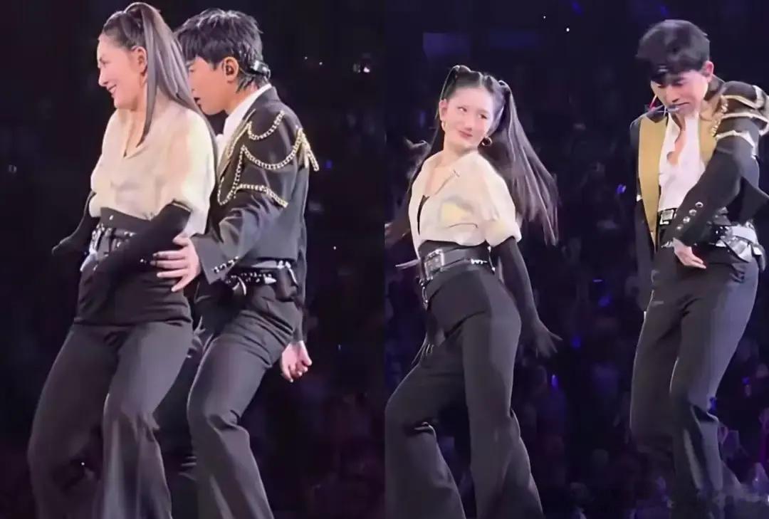 张杰巡演，舞台灯光花了好几百万。结果呢？全网都在放大一张图。 图里是两口子穿着黑