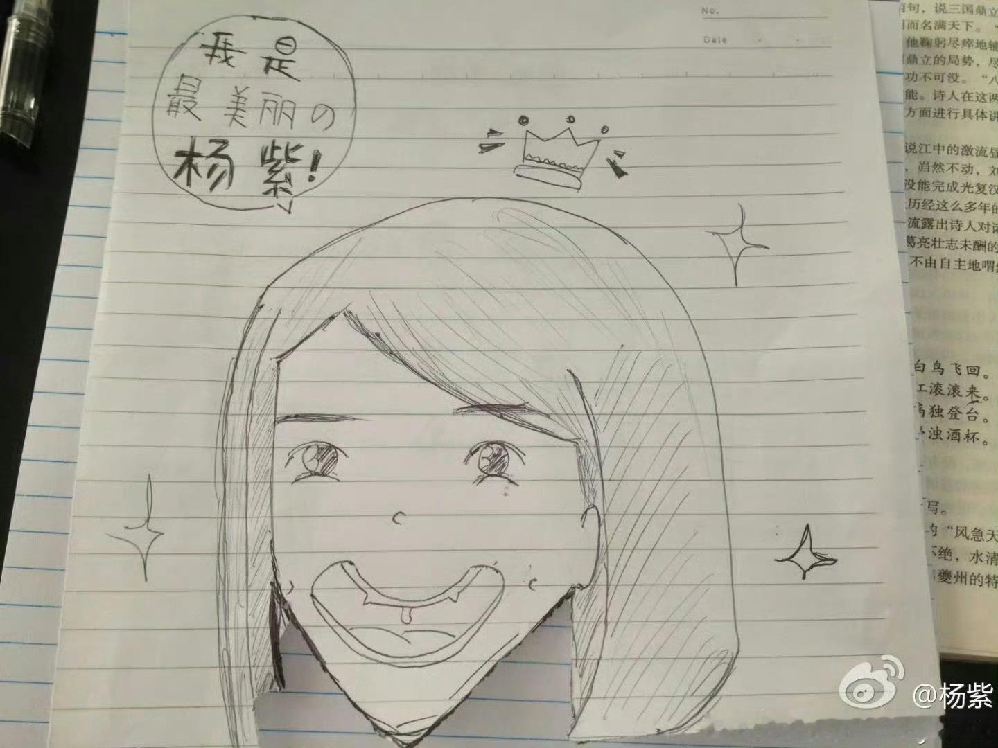 杨紫 咱姐画工真有长进 可以看出来画的是什么了