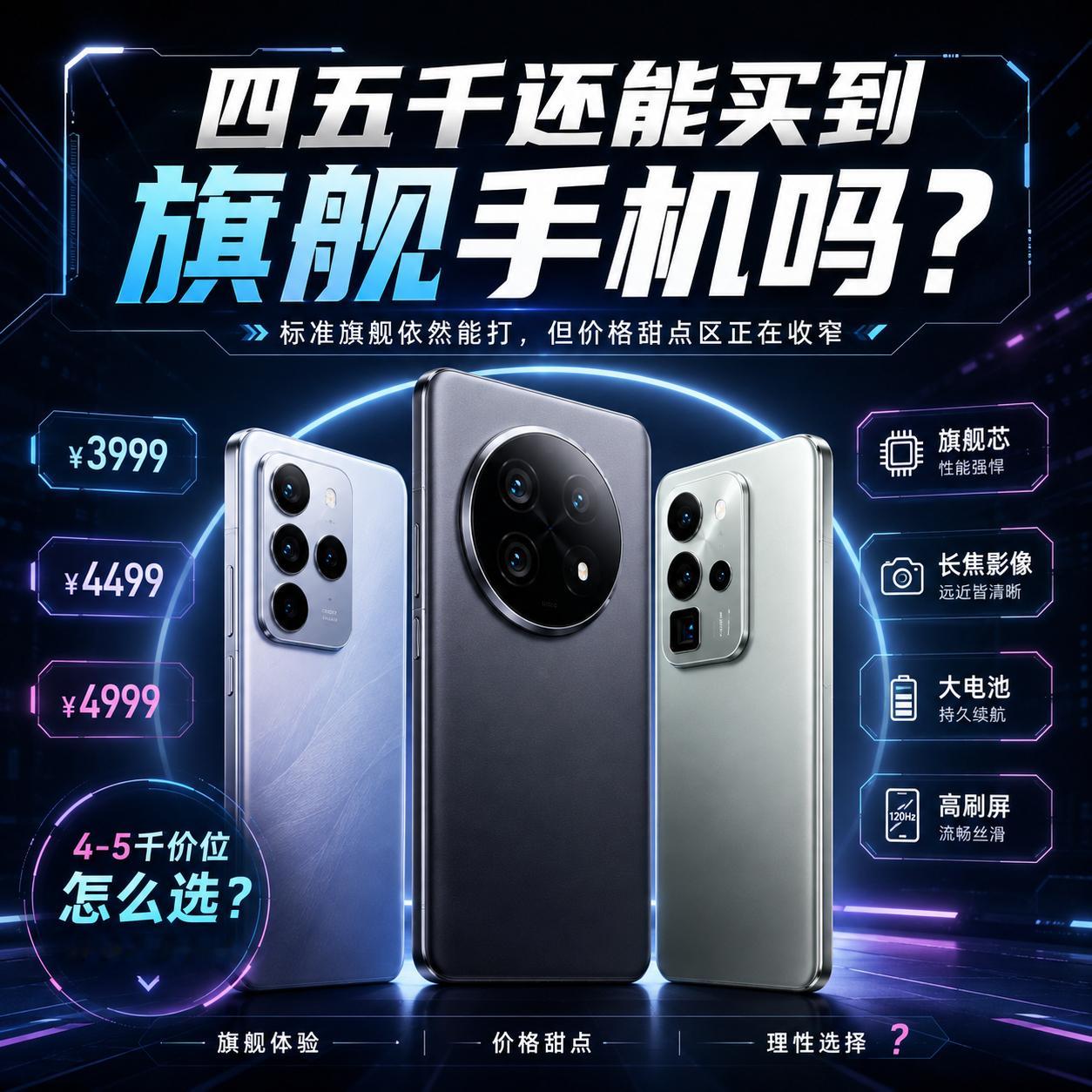 四五千还能买到旗舰手机吗现在四五千依然能买到不错的标准旗舰，性能、屏幕、续航基本