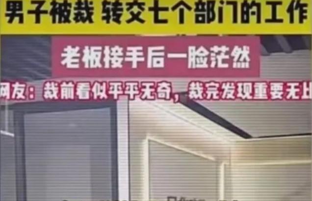 裁员裁到大动脉：杭州一男子被裁，结果交接时，转交了七个部门的工作。老板接手后一脸
