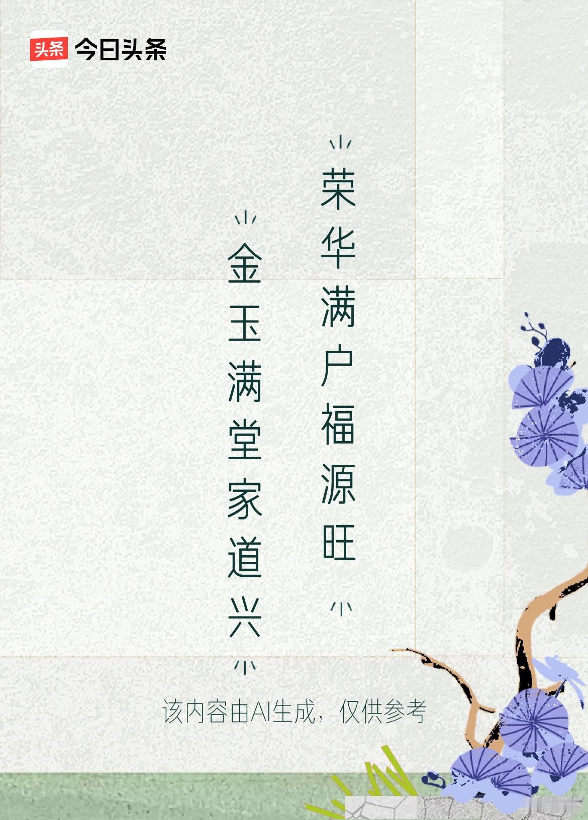 文学创作大会 这上联“金玉满堂家道兴”，一听就是满满的富贵吉祥，下联“荣华满户福