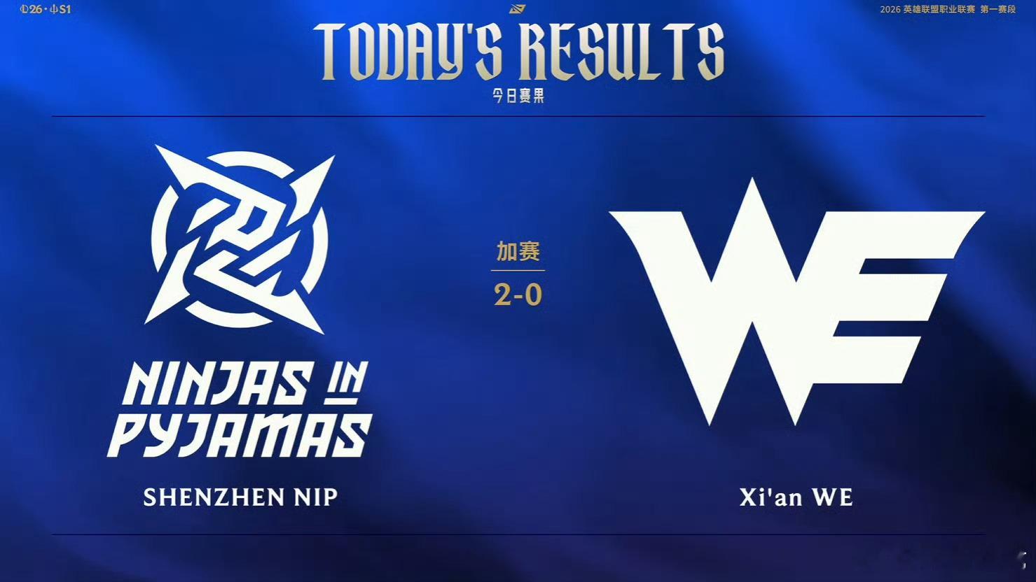 2026LPL第一赛段 常规赛组内赛今日赛果、及骑士之路赛程NIP 2-0 WE