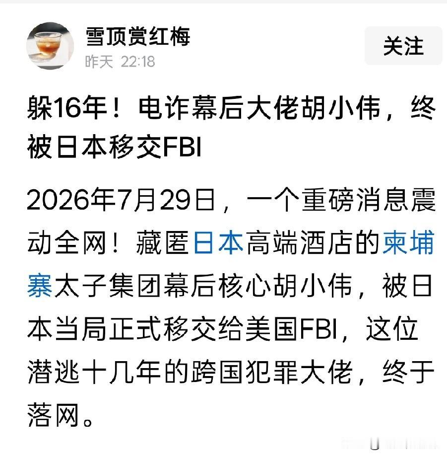 本应该送给我国判处死刑的胡小伟，多年来从国内诈骗走了巨额资金
但就是这样一个罪行
