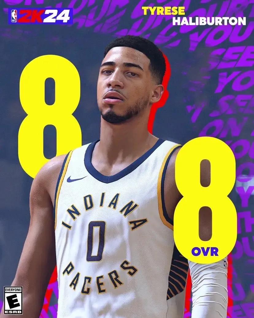2K 游戏公司给有可能是 NBA 历史上最后一位纯 PG 哈利伯顿（2K24）打