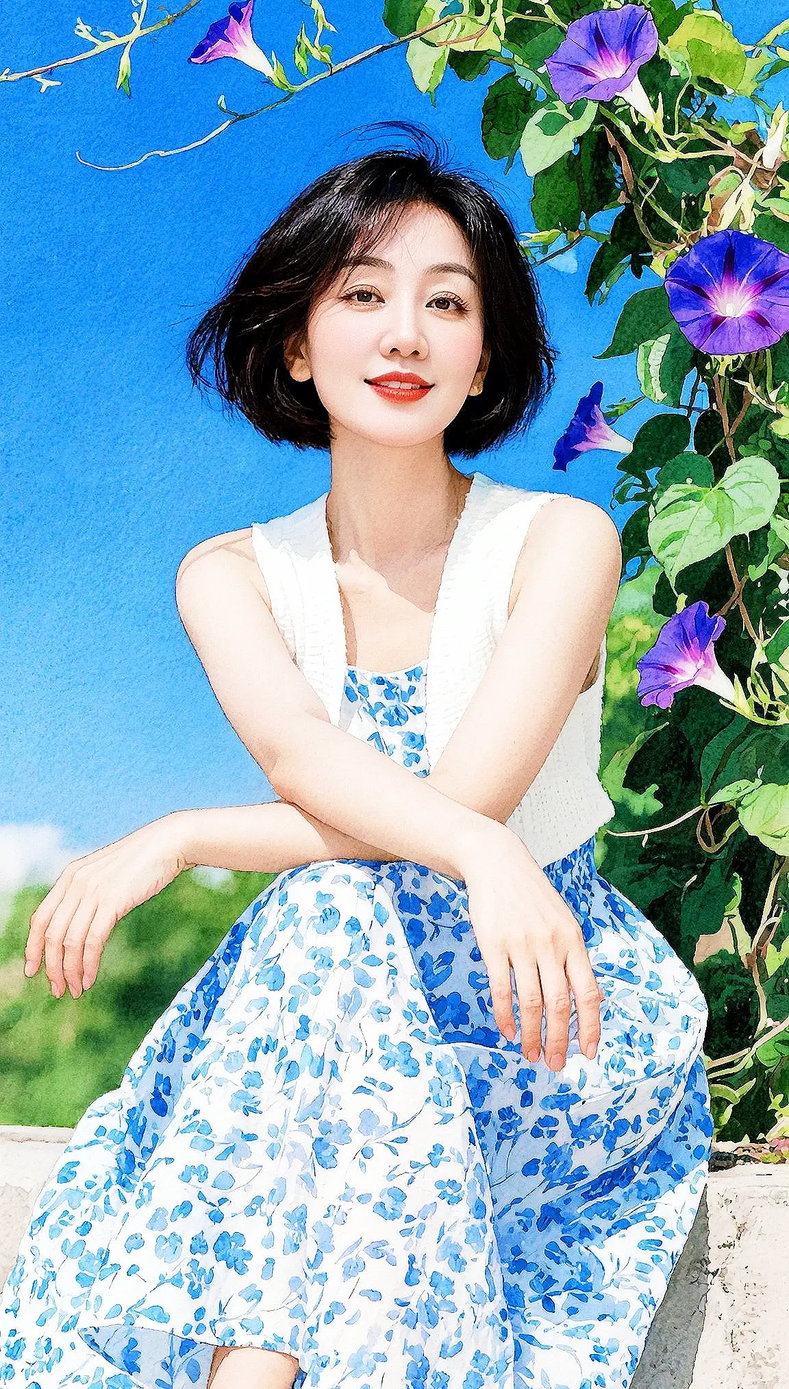 AI蓝花少女图 ai创作 广告分成伙伴计划玩法达人