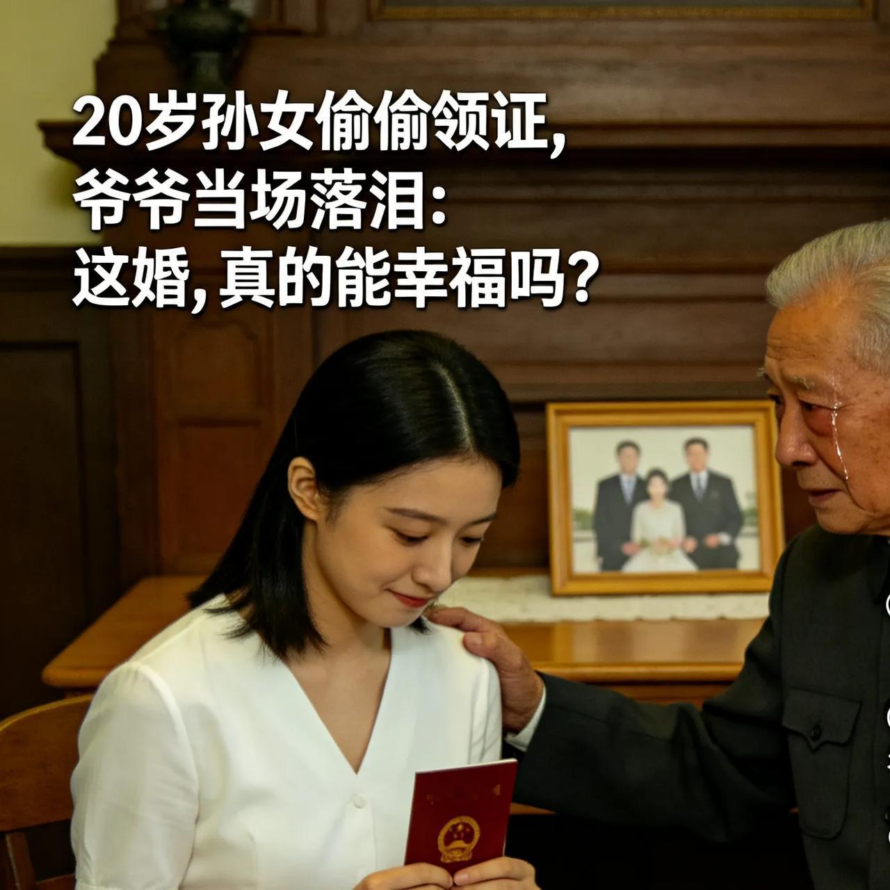20岁孙女偷偷领证，爷爷当场落泪：这婚，真的能幸福吗？
 
20岁，瞒着所有家人