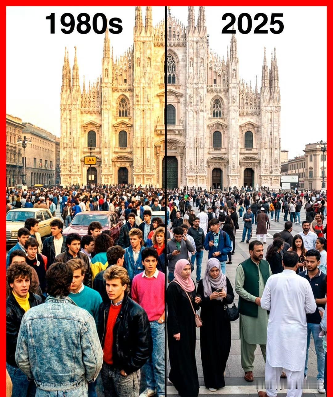 意大利米兰：1980 VS 2025 ​