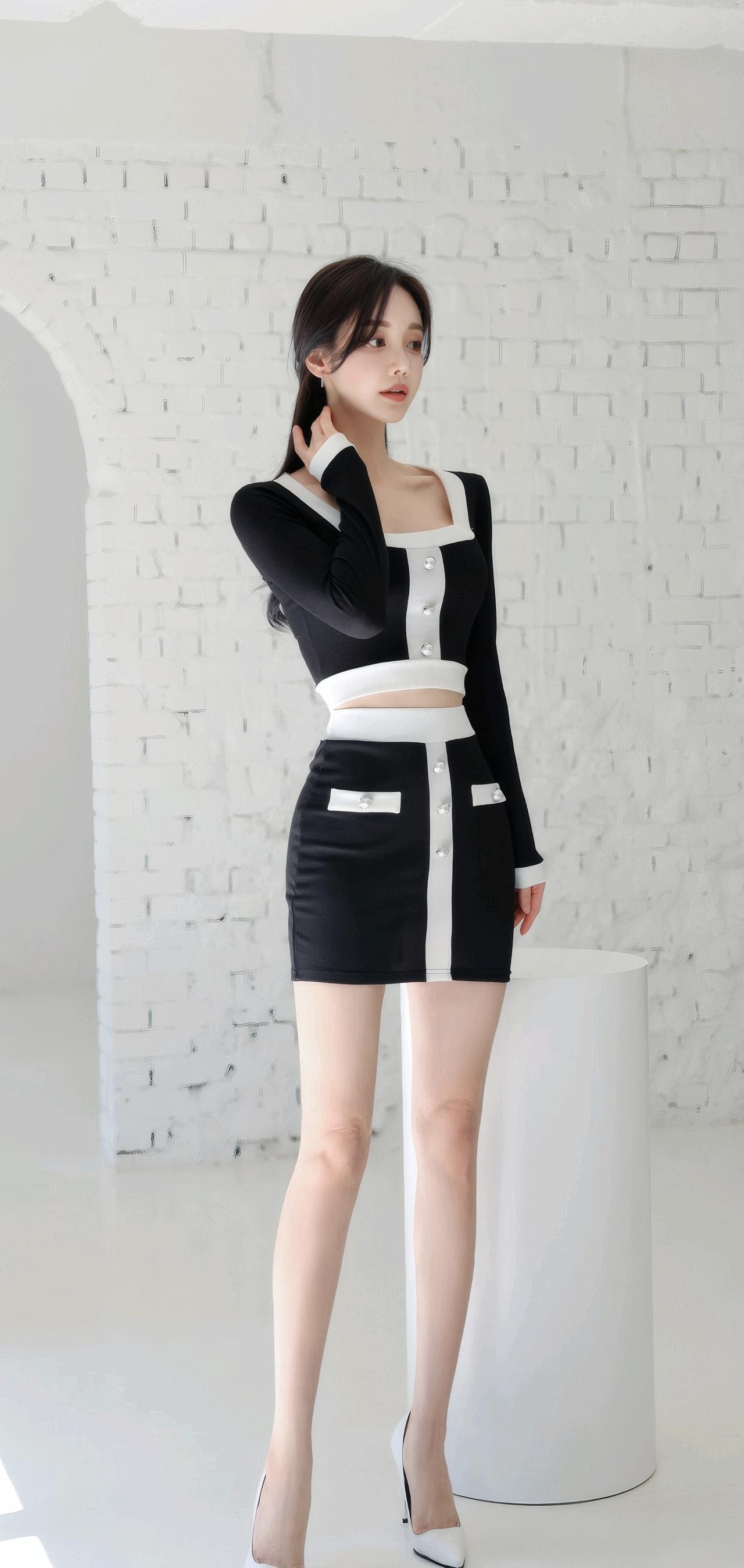 黑白撞色连衣裙，优雅气质，尽显时尚魅力！