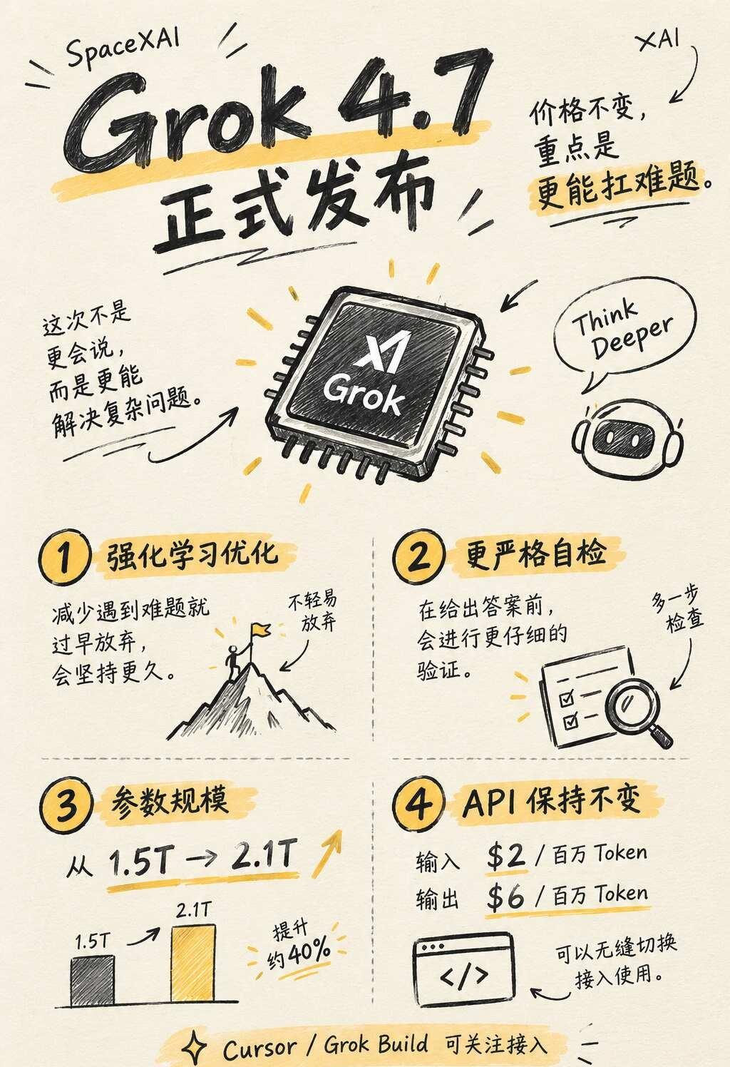 SpaceXAI 今天官宣 Grok 4.7，价格延续
这次其实拖了挺久。马斯克