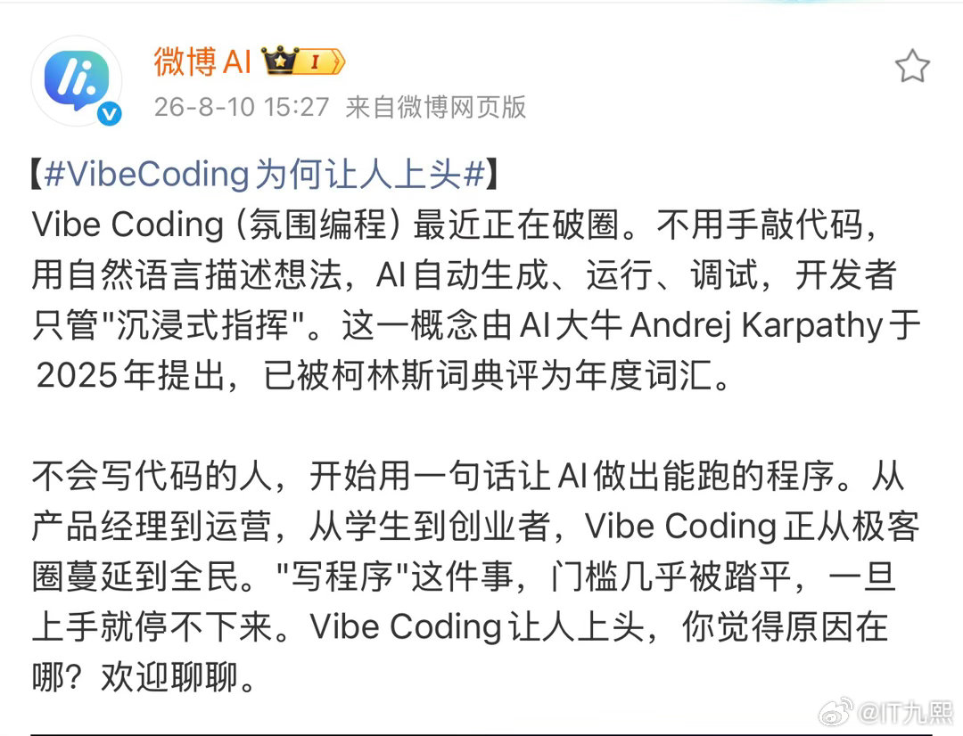 VibeCoding为何让人上头Vibe Coding 的爆火，在我看来重新定义