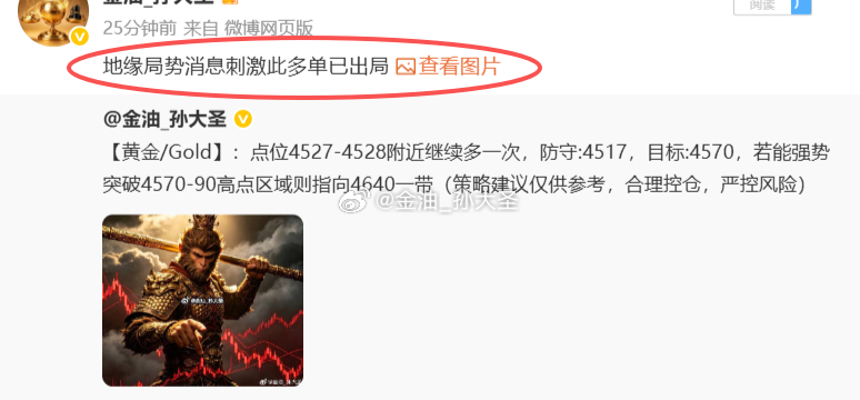 事事有着落，单单有回应，博文分享的黄金4528多单，受行情刺激影响行情波动剧烈，