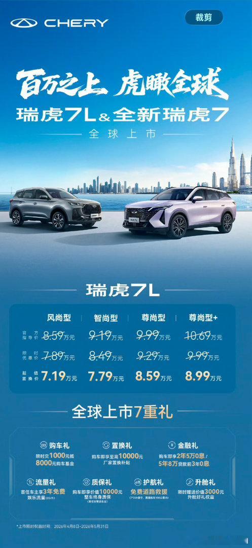 10万内新卷王来了瑞虎5运动版瑞虎7l 近期开了艾瑞泽8pro，发现奇瑞的车现在