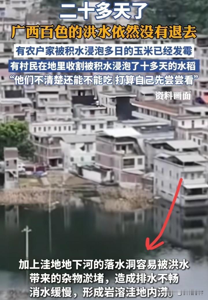 刚刚去看百色那边怎么样，
结果新闻报道说洪水还没有退去，有些地方水很深，要靠绳索