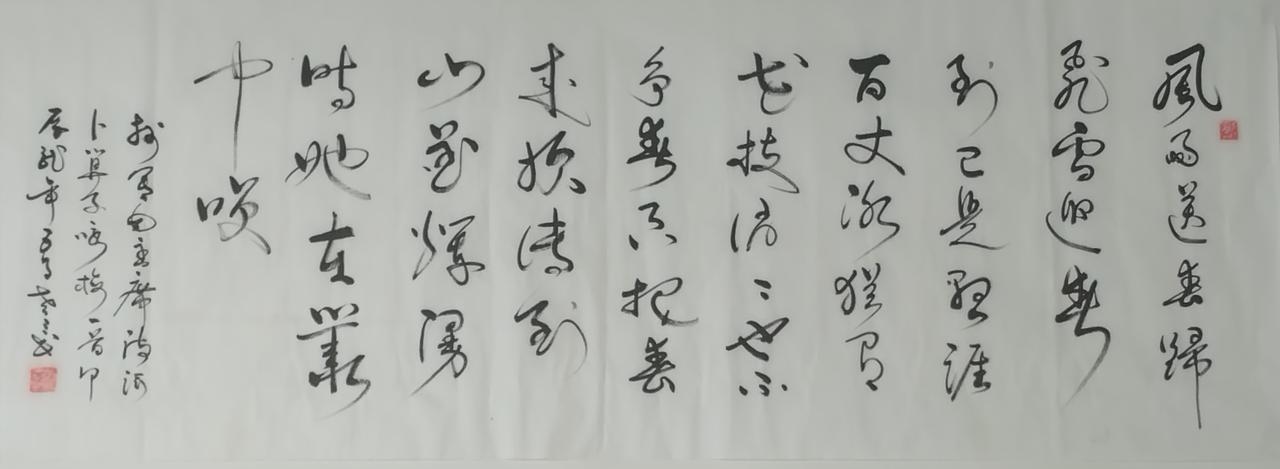 抄写毛主席诗词《卜算子咏梅》

风雨送春归，飞雪迎春到。已是悬崖百丈冰，犹有花枝