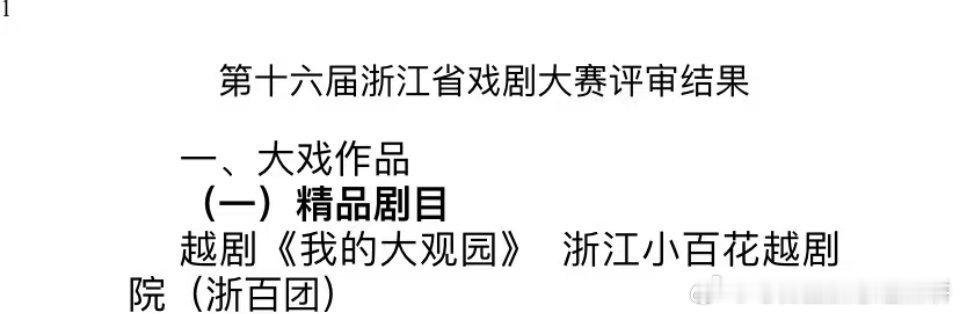 第16届浙江省戏剧大赛评审结果出来了陈丽君凭借剧目《我的大观园》获得优秀演员，且