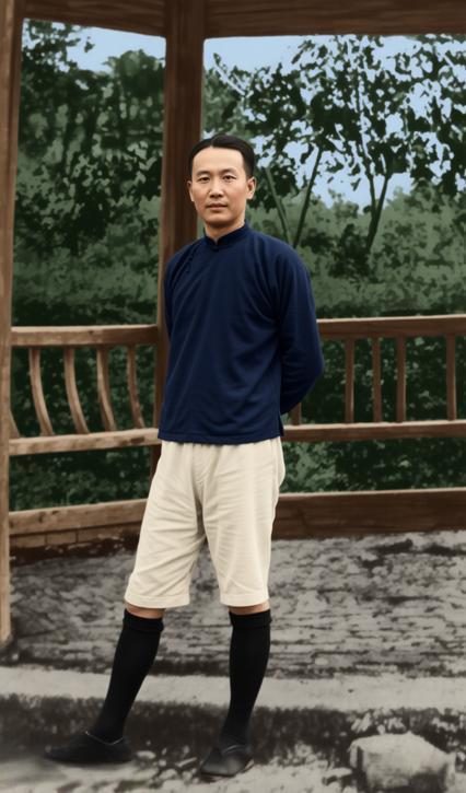 这张照片正是瞿秋白就义前的珍贵留影，拍摄于福建长汀的中山公园凉亭前。照片里，他身