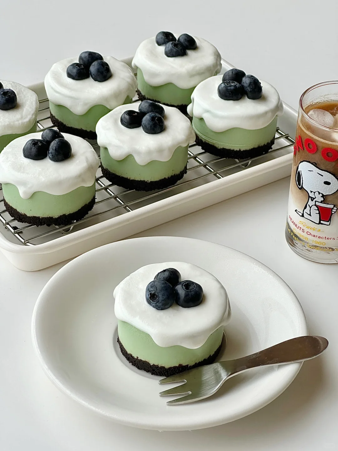 免烤箱‼️mini芝士奶盖抹茶小蛋糕