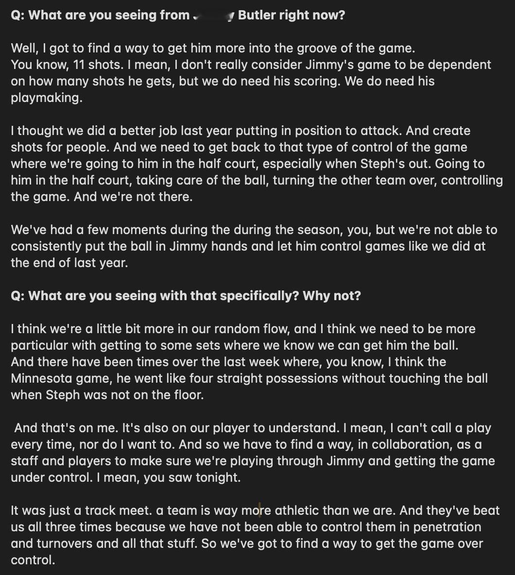 赛后科尔关于巴特勒问题的回答完整版：-问：你现在从吉米·巴特勒身上看到了什么？-