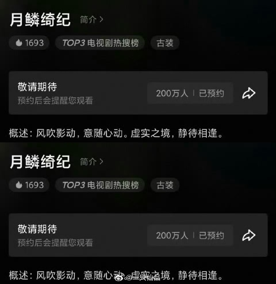 月鳞绮纪预约数突破200万月鳞绮纪恭喜田嘉瑞月鳞绮纪预约破200万🎉期待寄灵、