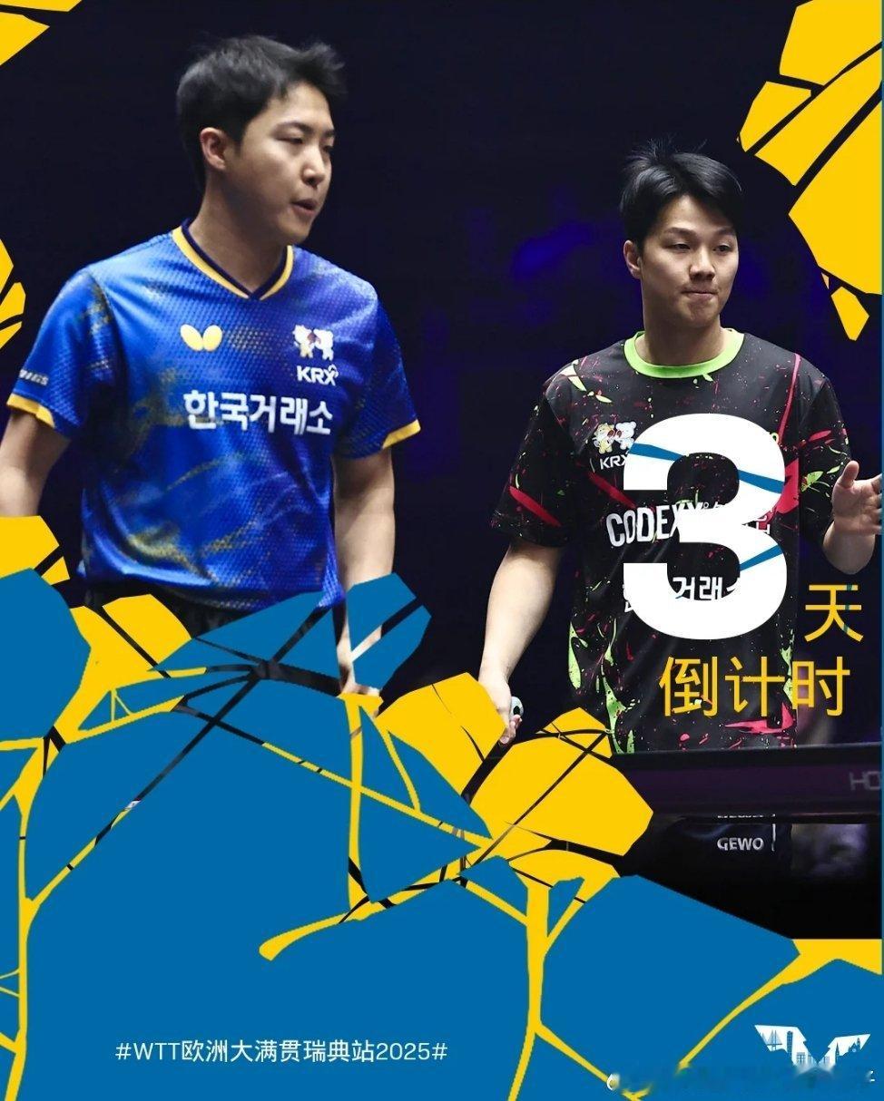 2025WTT欧洲大满贯倒计时3️⃣天！安宰贤林钟勋🇰🇷、卡尔德拉诺🇧🇷