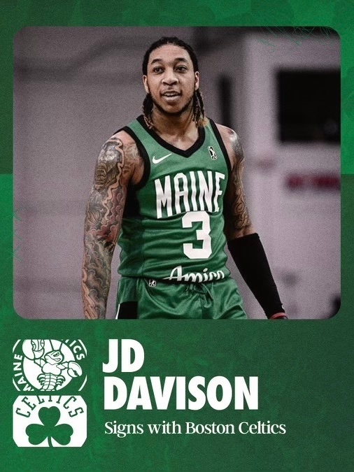 凯尔特人国度 官方宣布，波士顿凯尔特人队与后卫球员JD Davison达成一份N