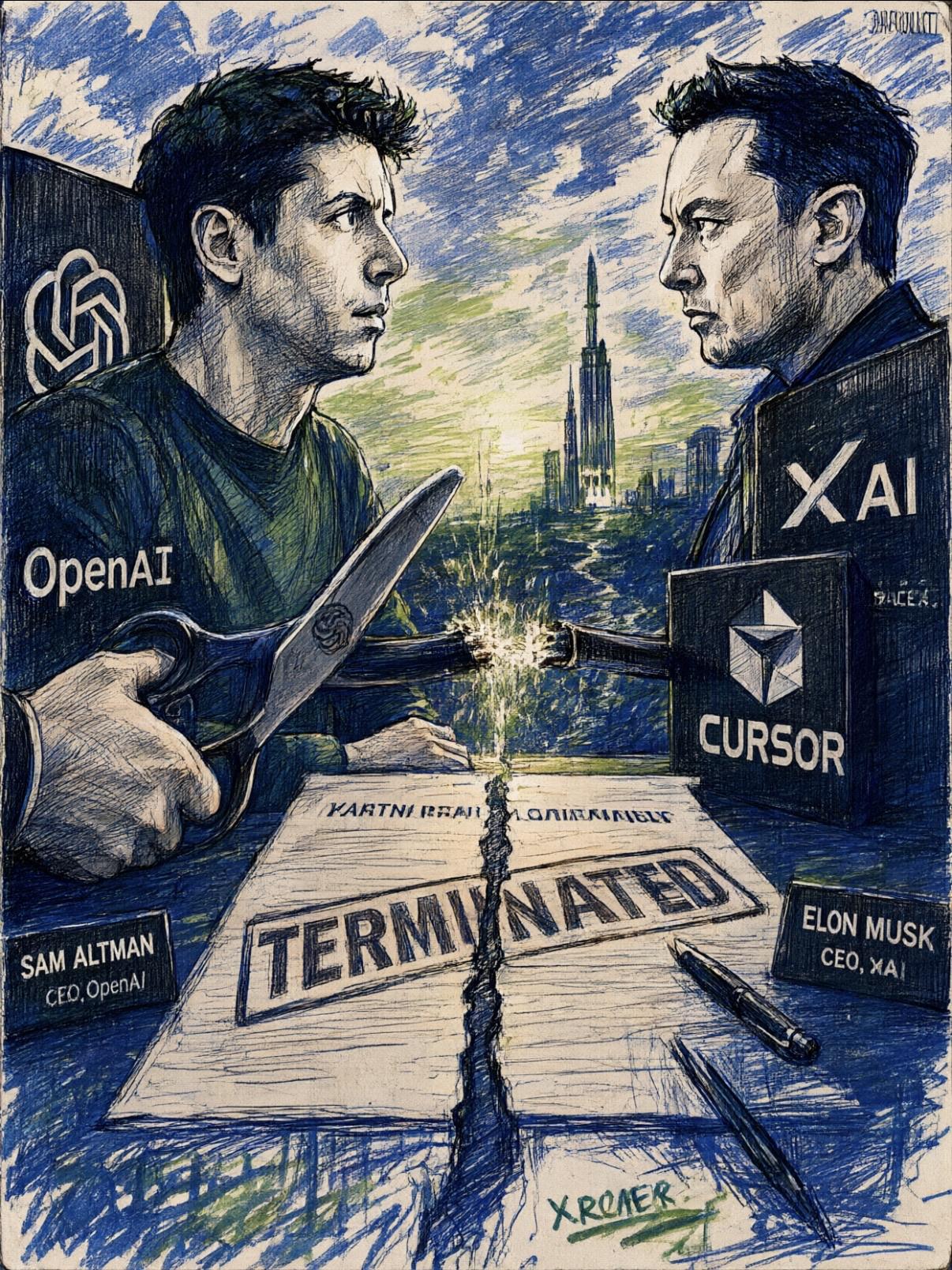 OpenAI一纸公告断供Cursor！今天OpenAI发出公告，大意是因为Cur