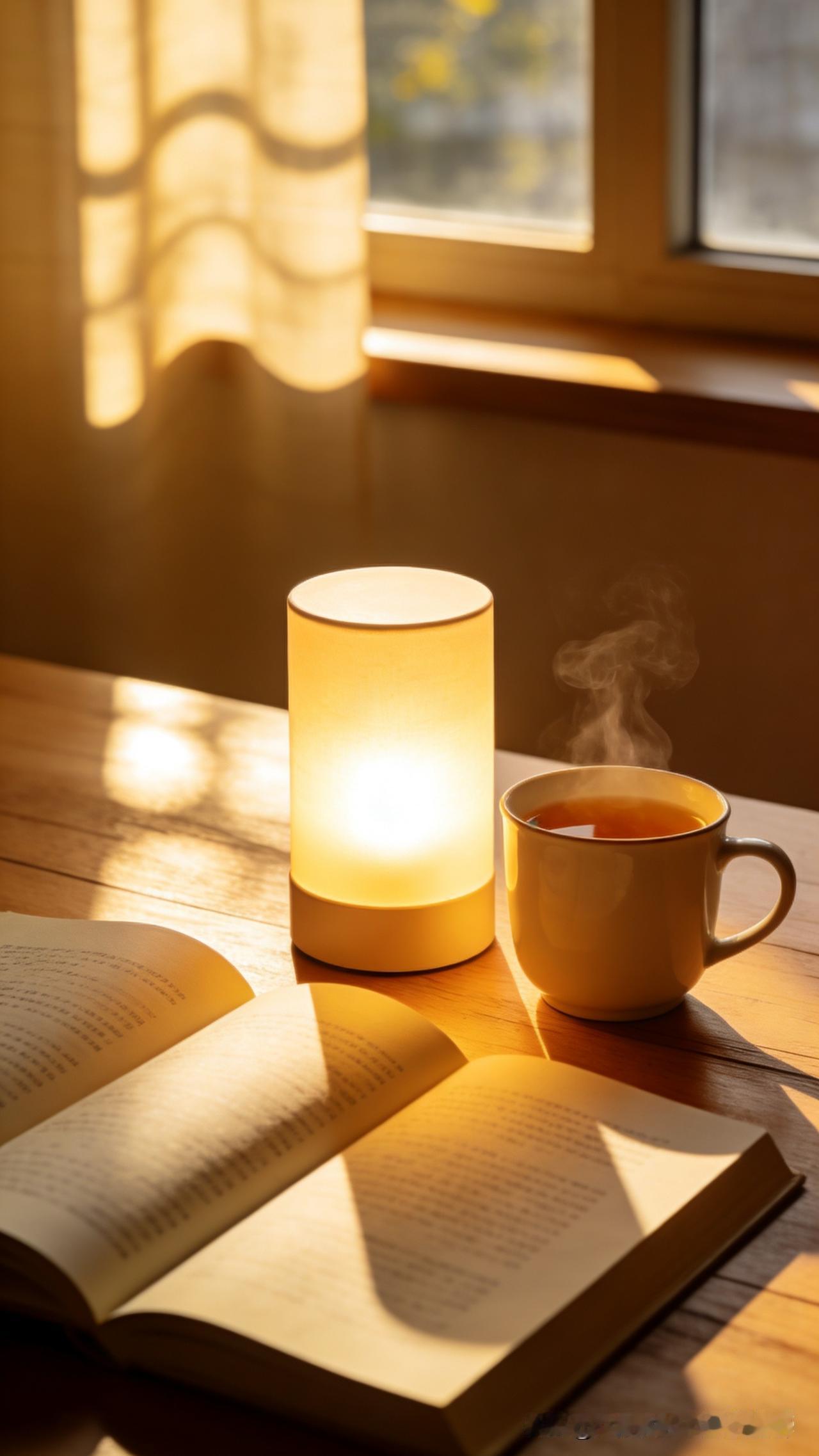 收拾了一下我的小书桌，把常读的诗词集和刚拆封的散文本都摆到手边，再点上一盏小灯。