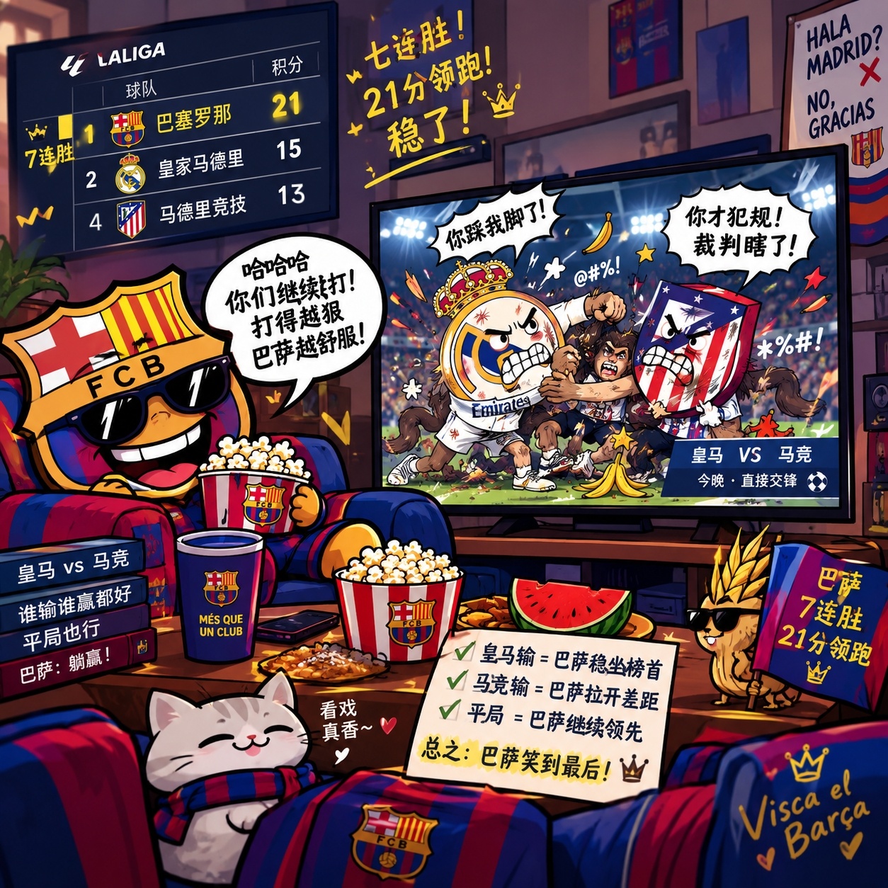 今晚看热闹[doge]巴萨[超话]西甲联赛马竞vs皇马 ​​​