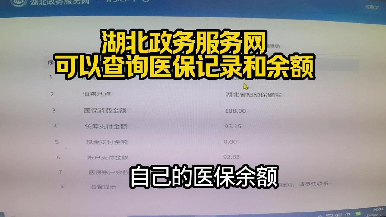 无意中发现湖北政务服务网能查医保余额和消费记录，太实用了！3月7号住院那天，先挂