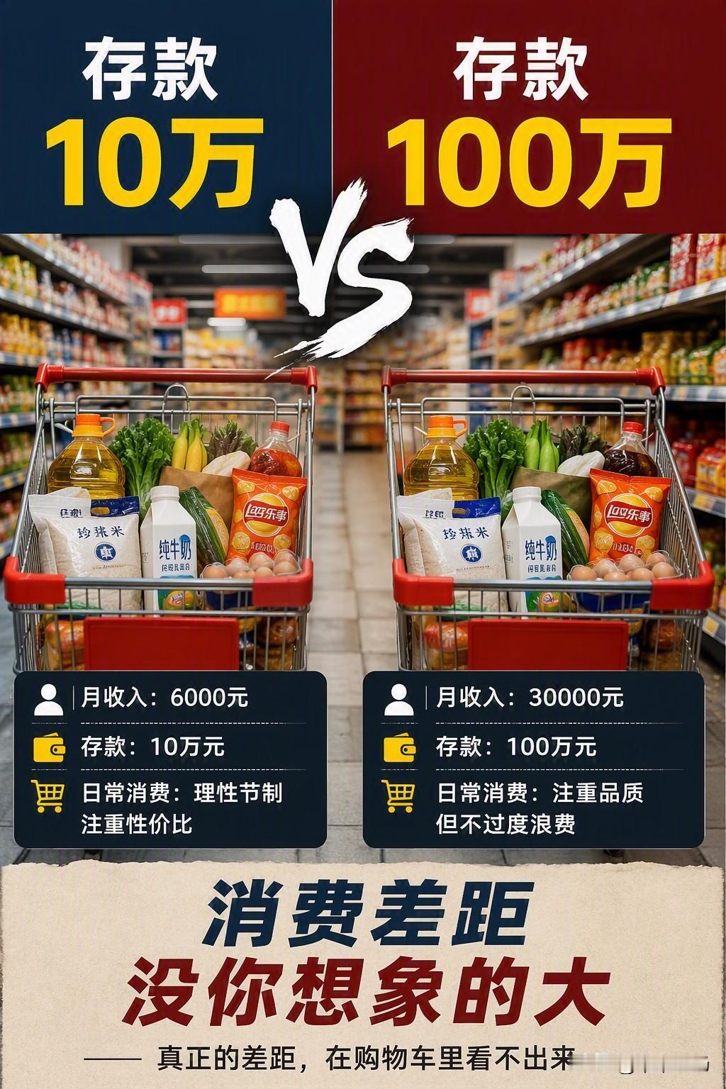 存款10万和存款100万的人，消费差距没你想象的大

很多人觉得：
有100万存