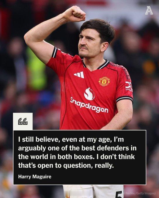 【马奎尔：我是当今最好的后卫之一】刚刚与曼联完成续约的33岁英格兰国脚中卫，哈里