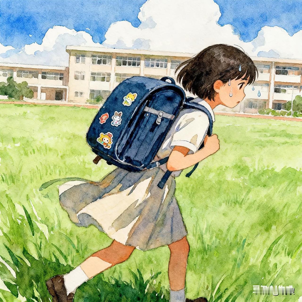 孙女读初一  星期天我去接她放学

看见她远远躬身走路  脚步吃力

到了身前 