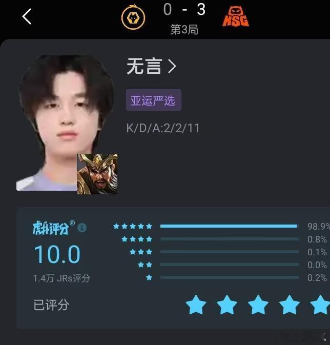 昨天也有1.4万人给无言打了10分 