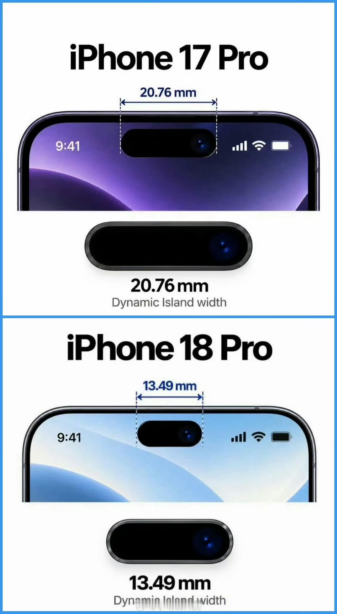 曝iPhone18Pro灵动岛大瘦身这次iPhone 18 Pro 的灵动岛是真