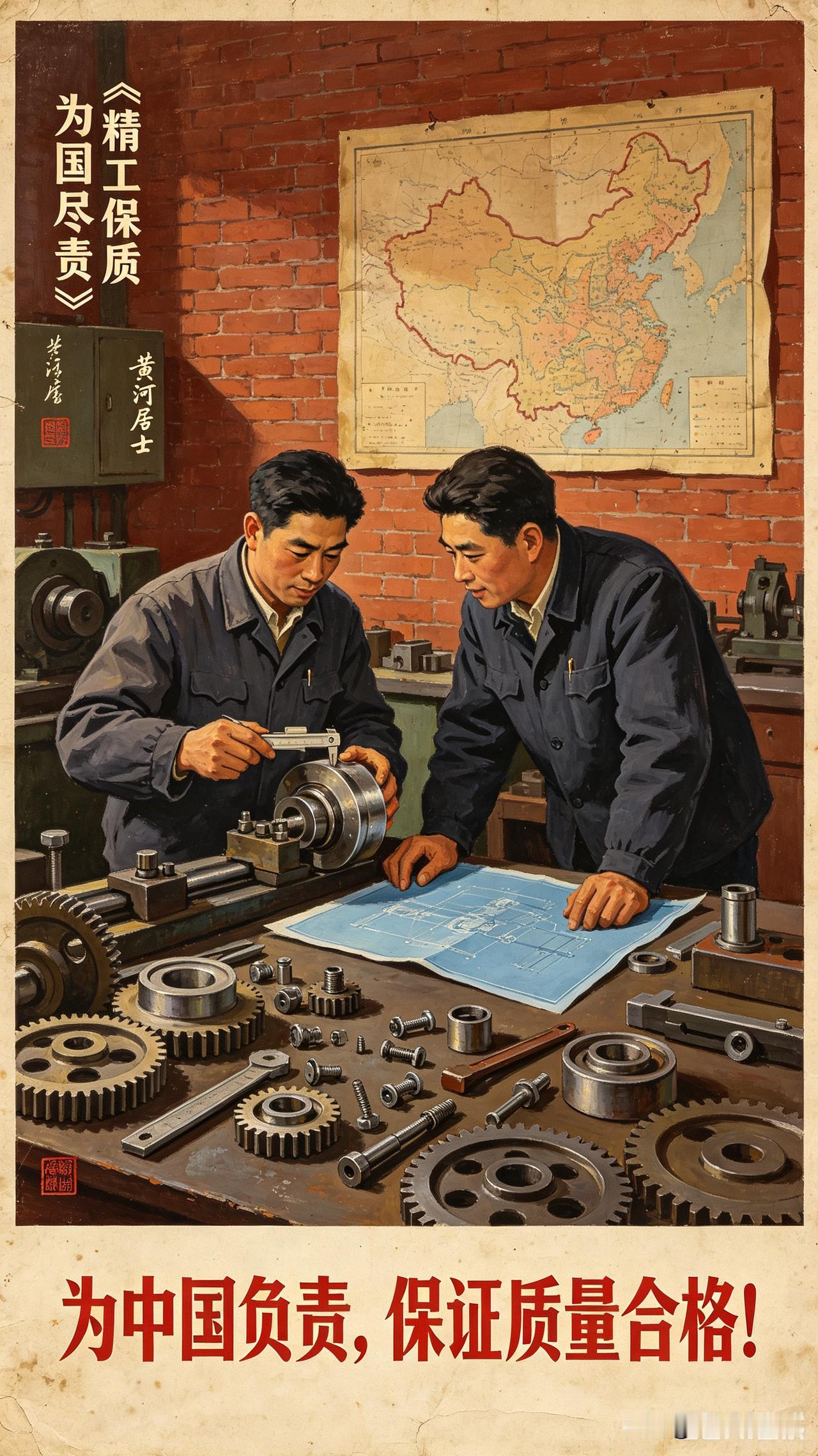 这是50年代老宣传画翻新翻，反映建国初期，国家就高度关注产品质量