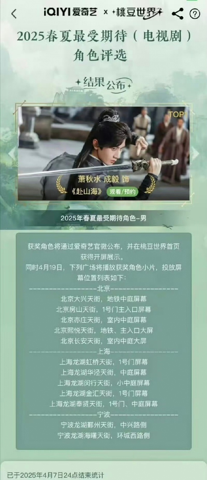 成毅萧秋水获2025春夏最受期待角色成毅萧秋水热度 成毅萧秋水热度，是未播先火萧