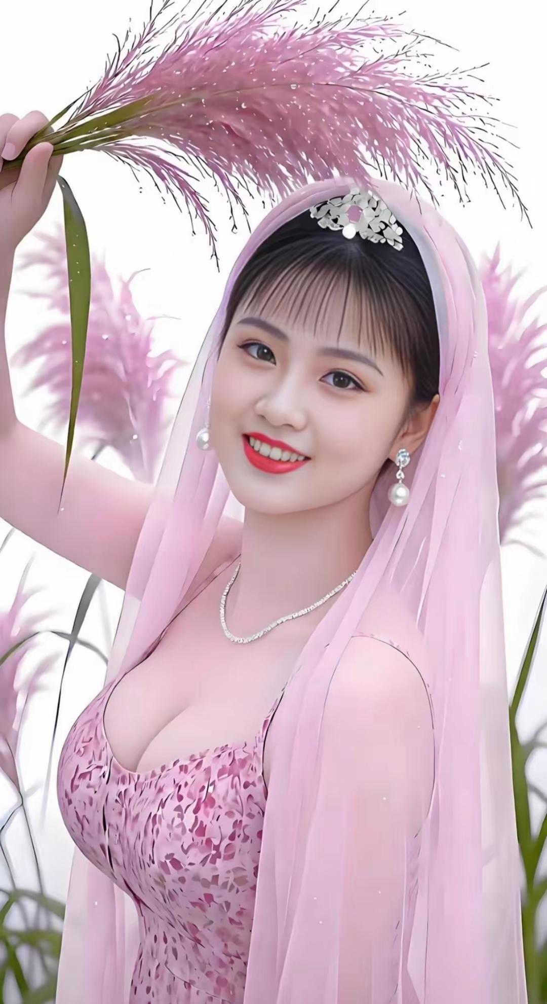 粉草随风轻扬，纱巾漫染柔光。
笑颜留住美好，岁月静赏芬芳。

（网图侵权必删）