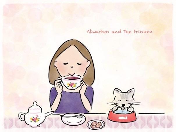 Abwarten und Tee trinken是一句德语俗语，翻译过来是“静观